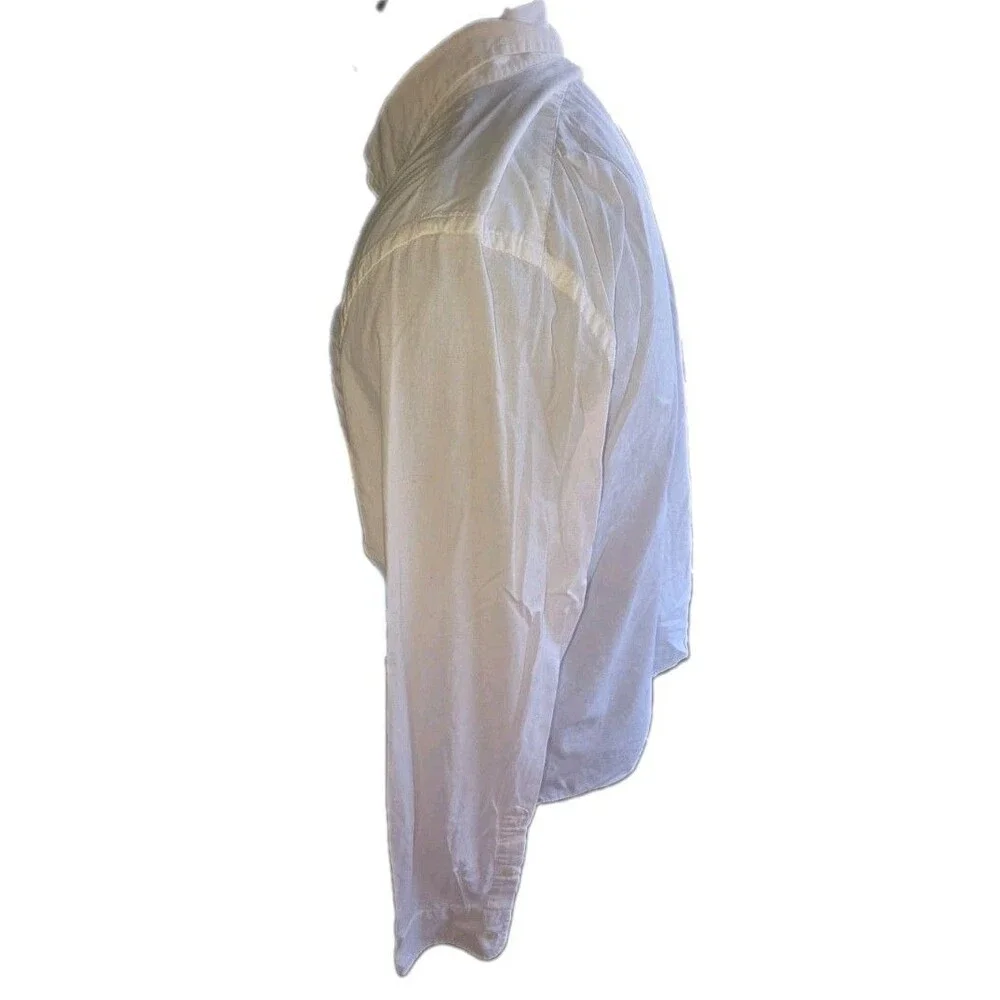 J Crew Dress Shirt Mens XL Crisp White Oxford Lightweight